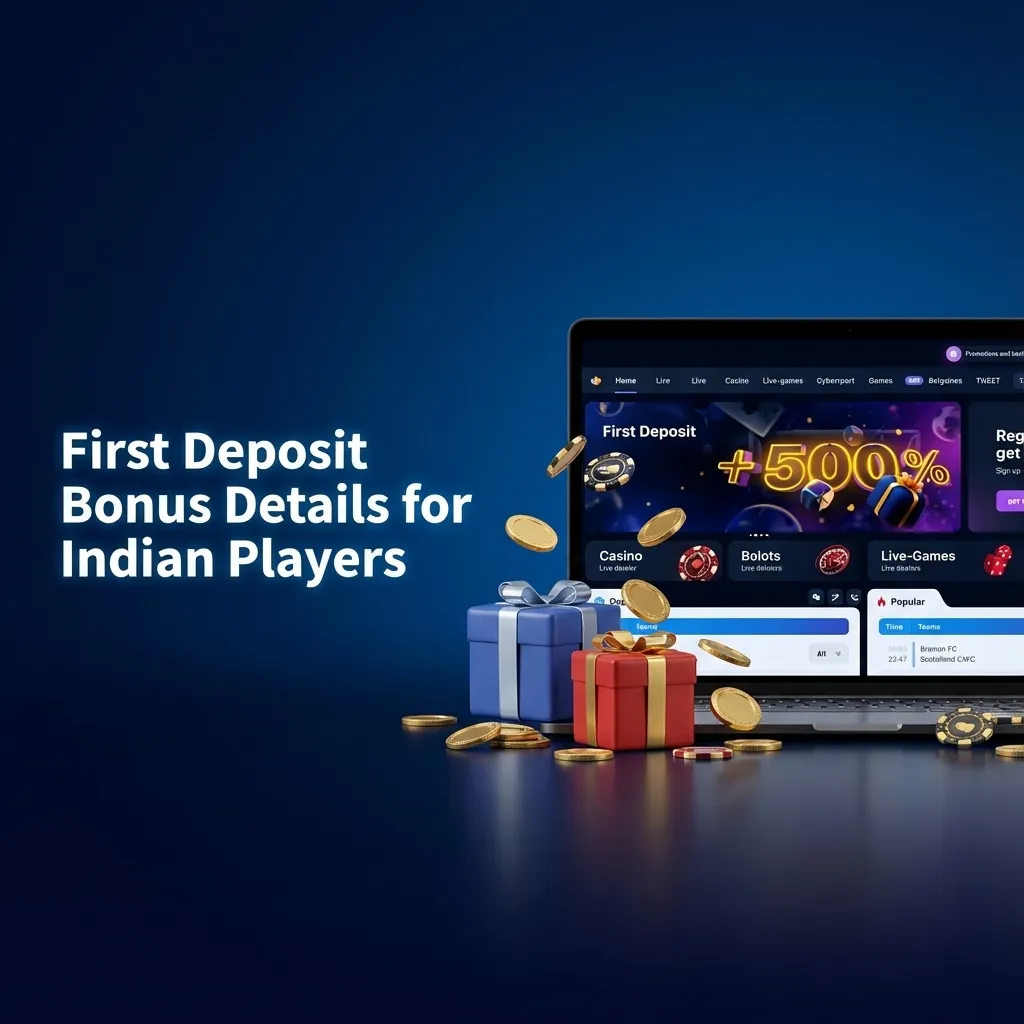 Banner showing “500% First Deposit Bonus up to ₹75,000” for Indian players on 1win casino and sports betting platform