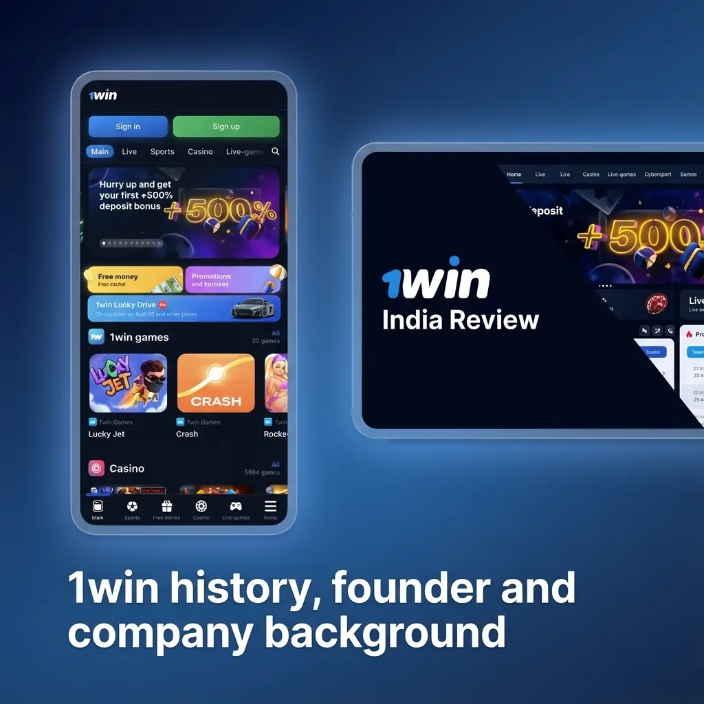 Infographic about 1win history, licensing, founder details, global headquarters and online promotion strategy