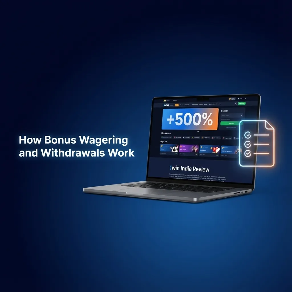 Diagram showing separate bonus and main balances, wagering requirements, and funds moving to wallet before withdrawal