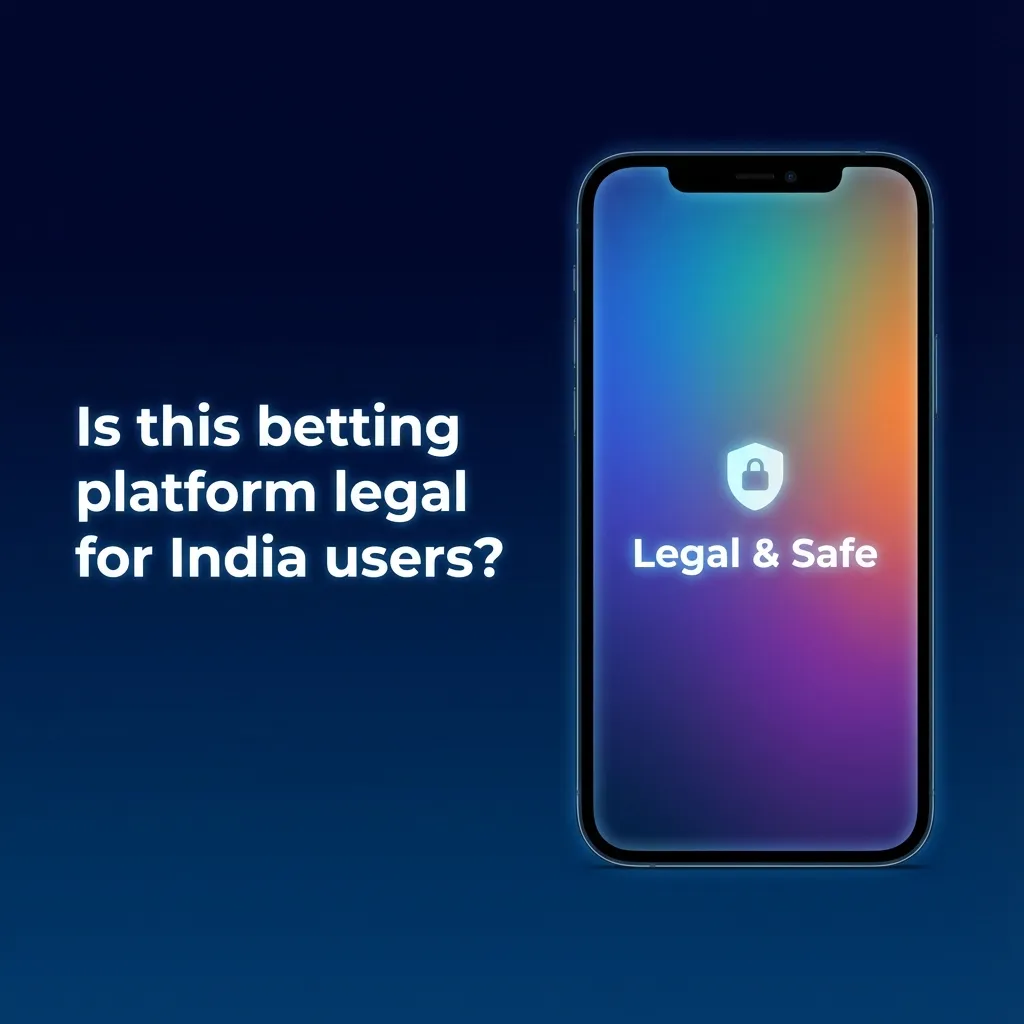 Illustration asking if an online betting platform is legal in India, with text on laws, licensing, and responsible gambling tools