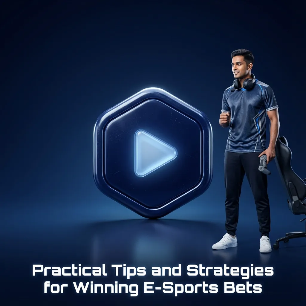 Illustrated guide showing Indian esports bettor applying bankroll, stats, and game focus strategies on a laptop screen