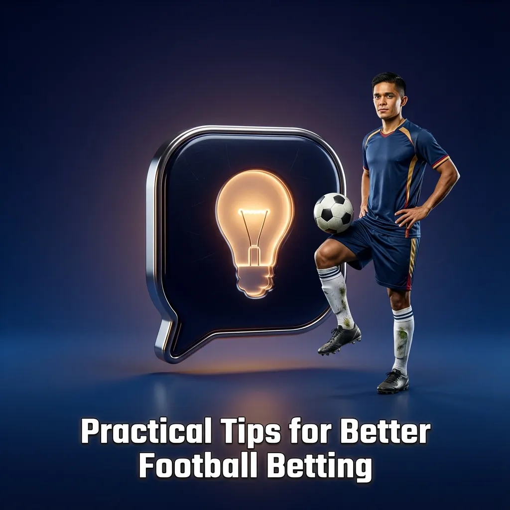 Infographic titled “Practical Tips for Better Football Betting” with icons for stats, injuries, tactics, weather and bankroll control