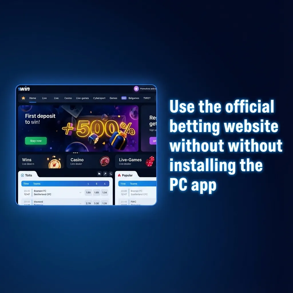 Person using a betting website on a desktop browser without installing additional software
