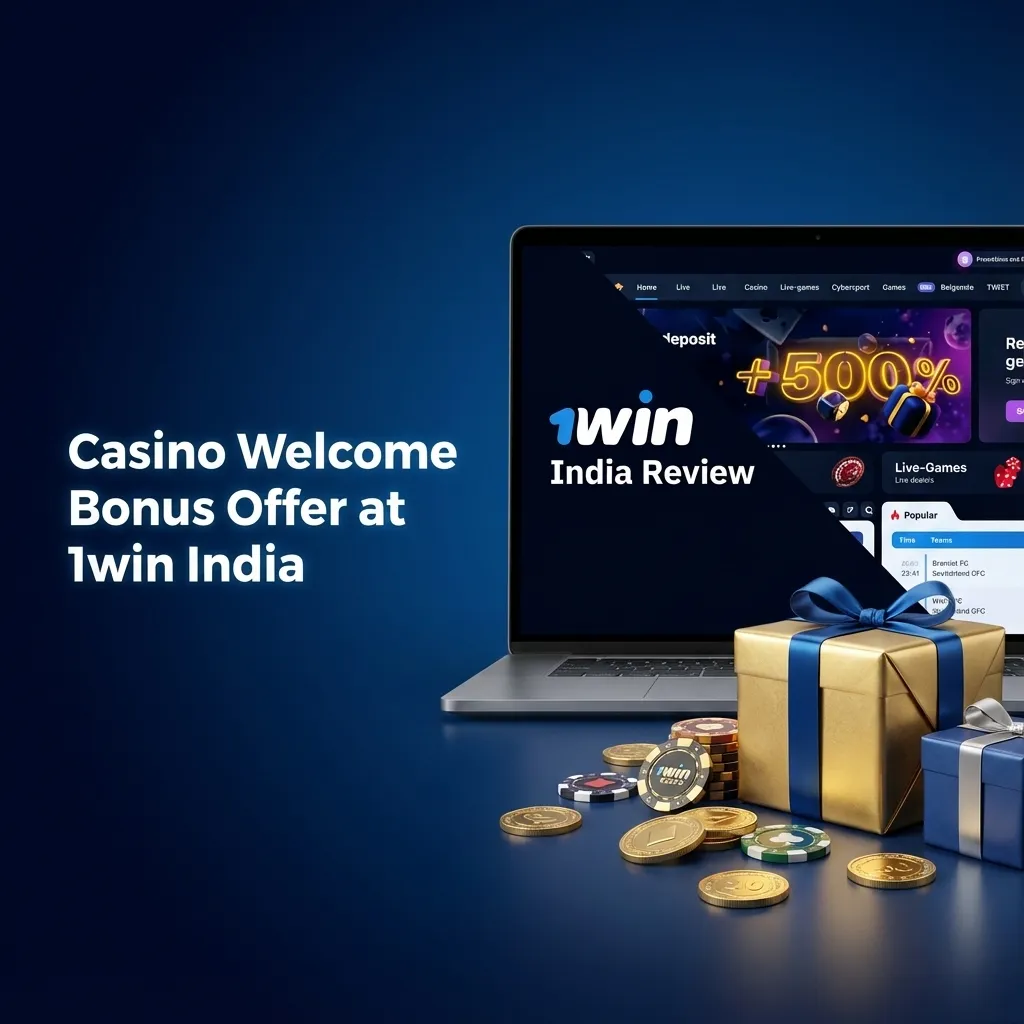 Banner for 1win India casino welcome bonus: 500% up to ₹75,000 for new players, with wagering terms in small print