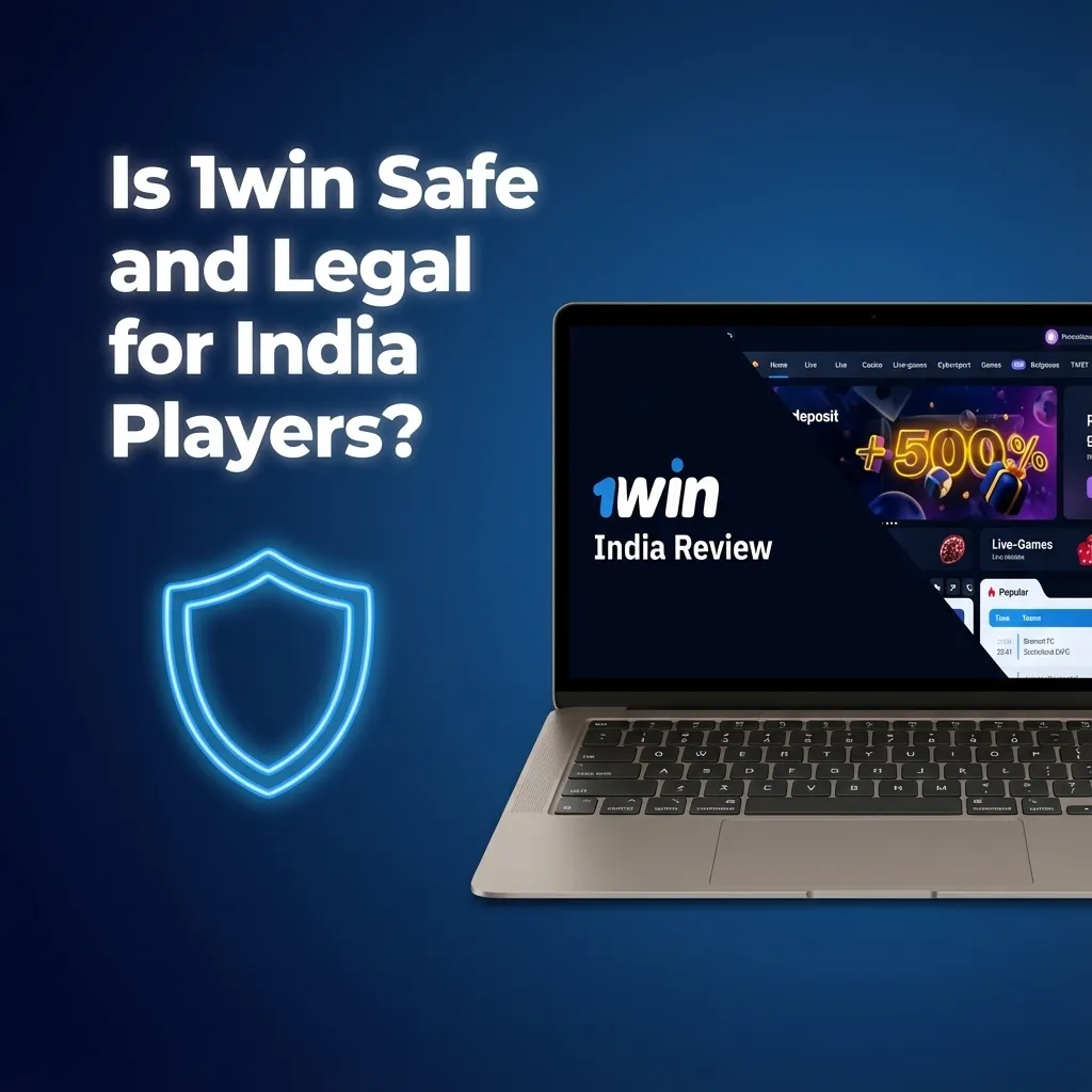 Infographic asking if 1win is safe and legal for India, highlighting Curaçao licence, SSL security and varying state betting laws