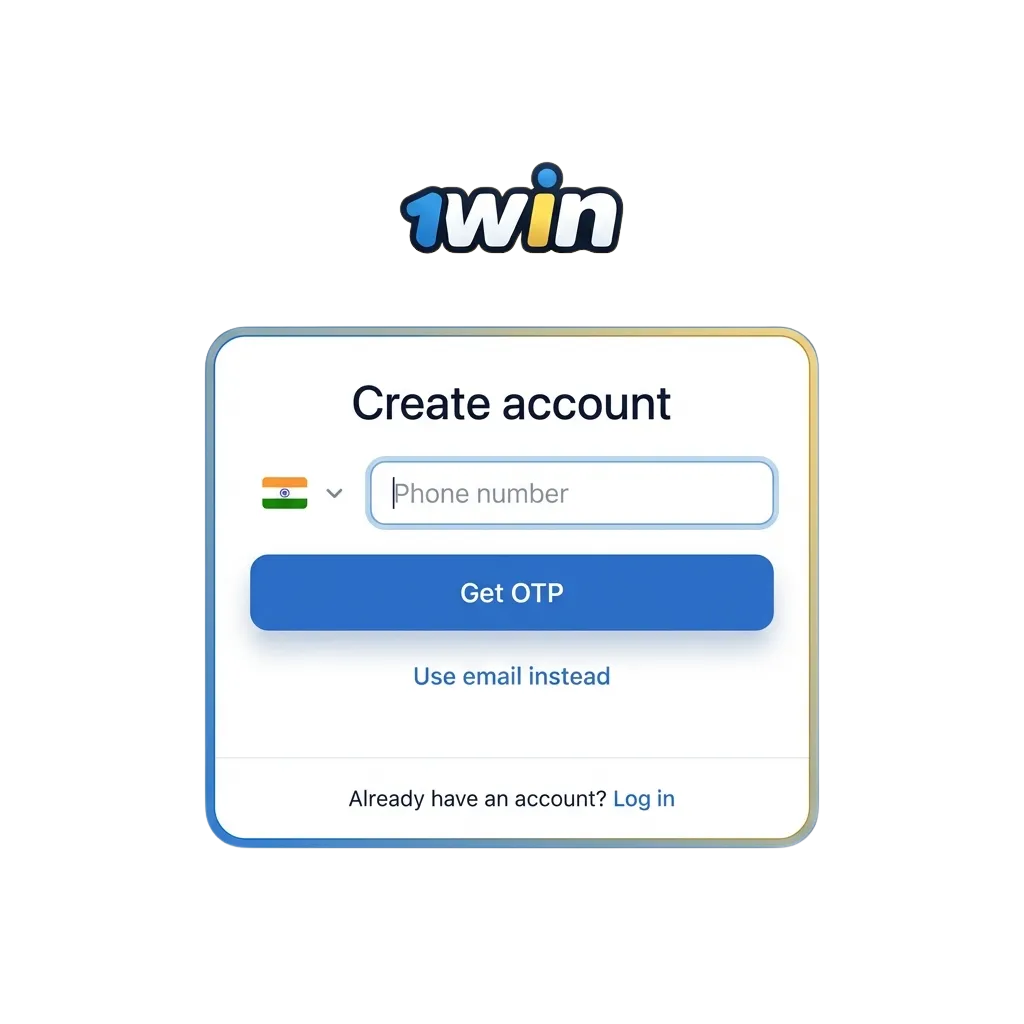 1win India registration page on laptop and phone, showing login form, verification steps and welcome bonus offer