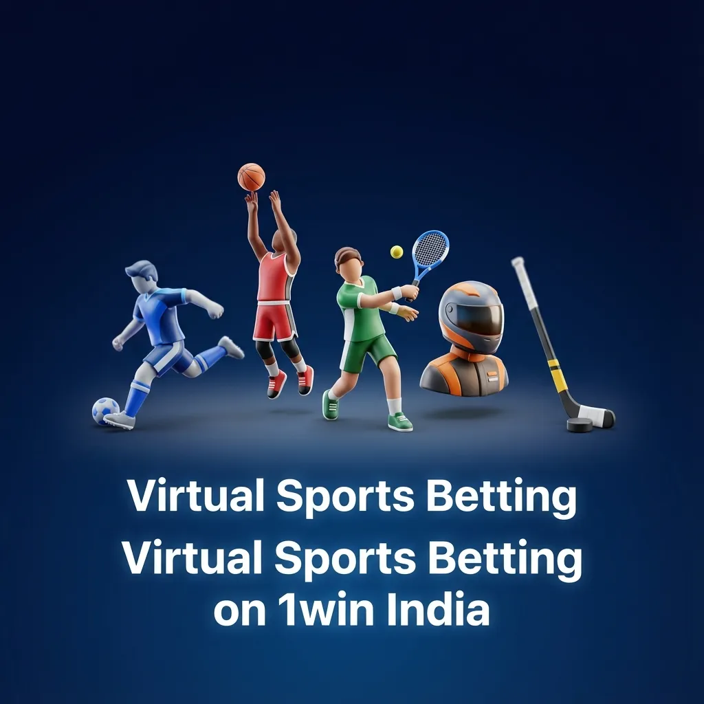 Illustration of 1win India’s virtual sports betting with computer‑generated football, cricket, horse and greyhound races.
