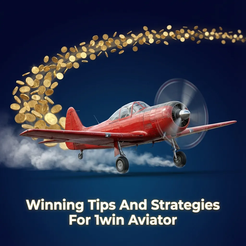Illustration for “Winning Tips and Strategies for 1win Aviator” showing a rising plane, coins, and betting control icons