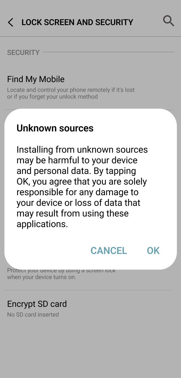 Enable unknown sources on your Android device for the 1win installation.