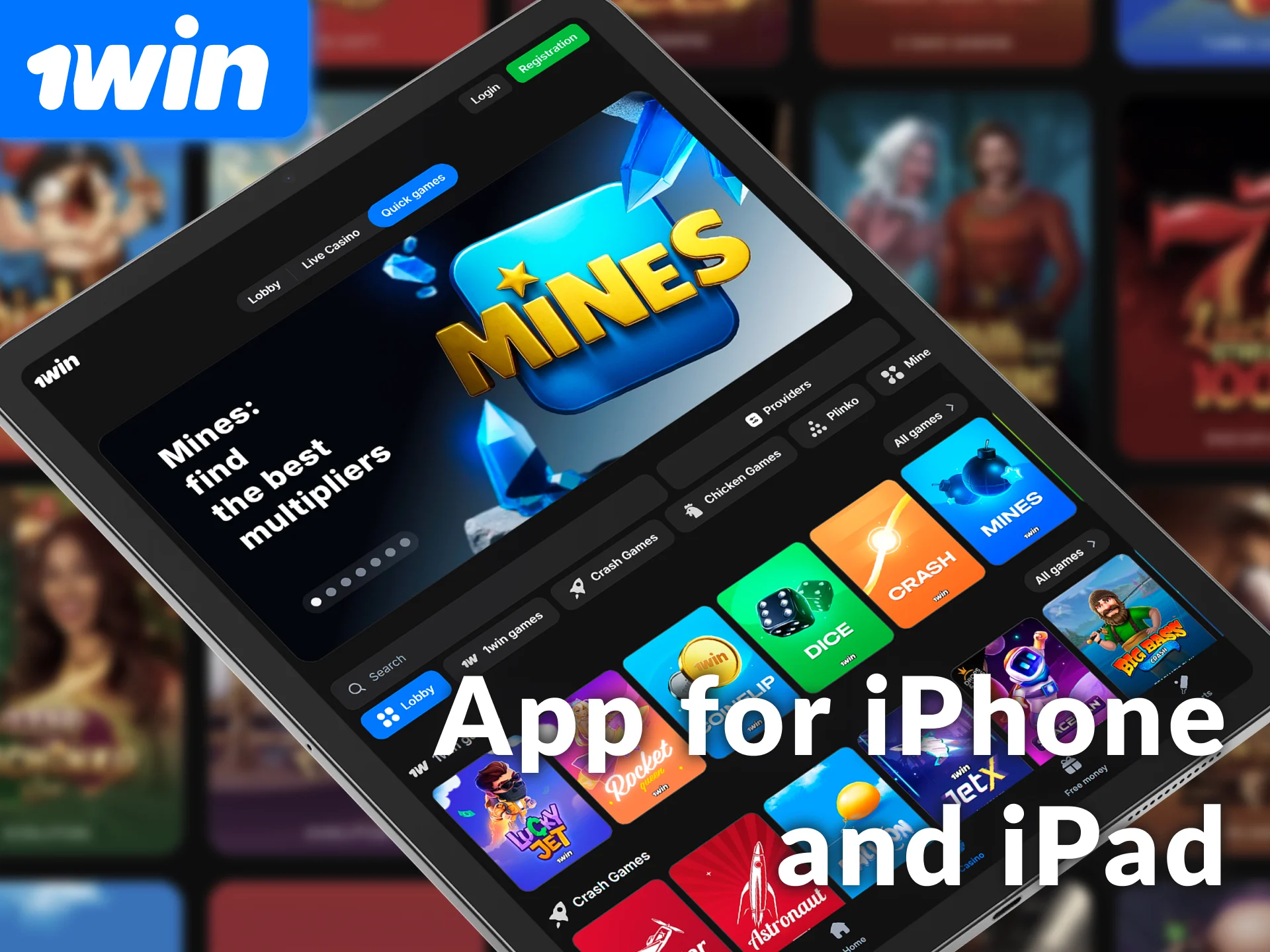 Install the 1win iOS App for iPhone and iPad to bet.