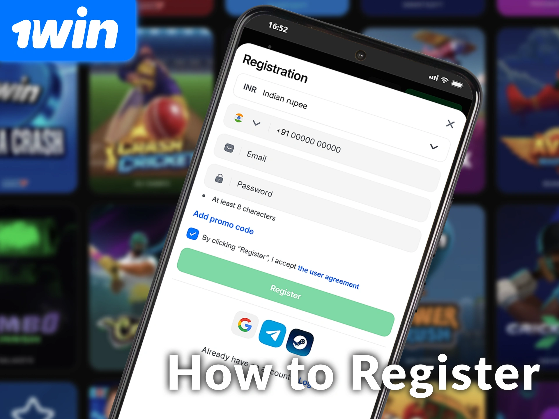 Follow the guide to Register in the 1win Mobile Application now.