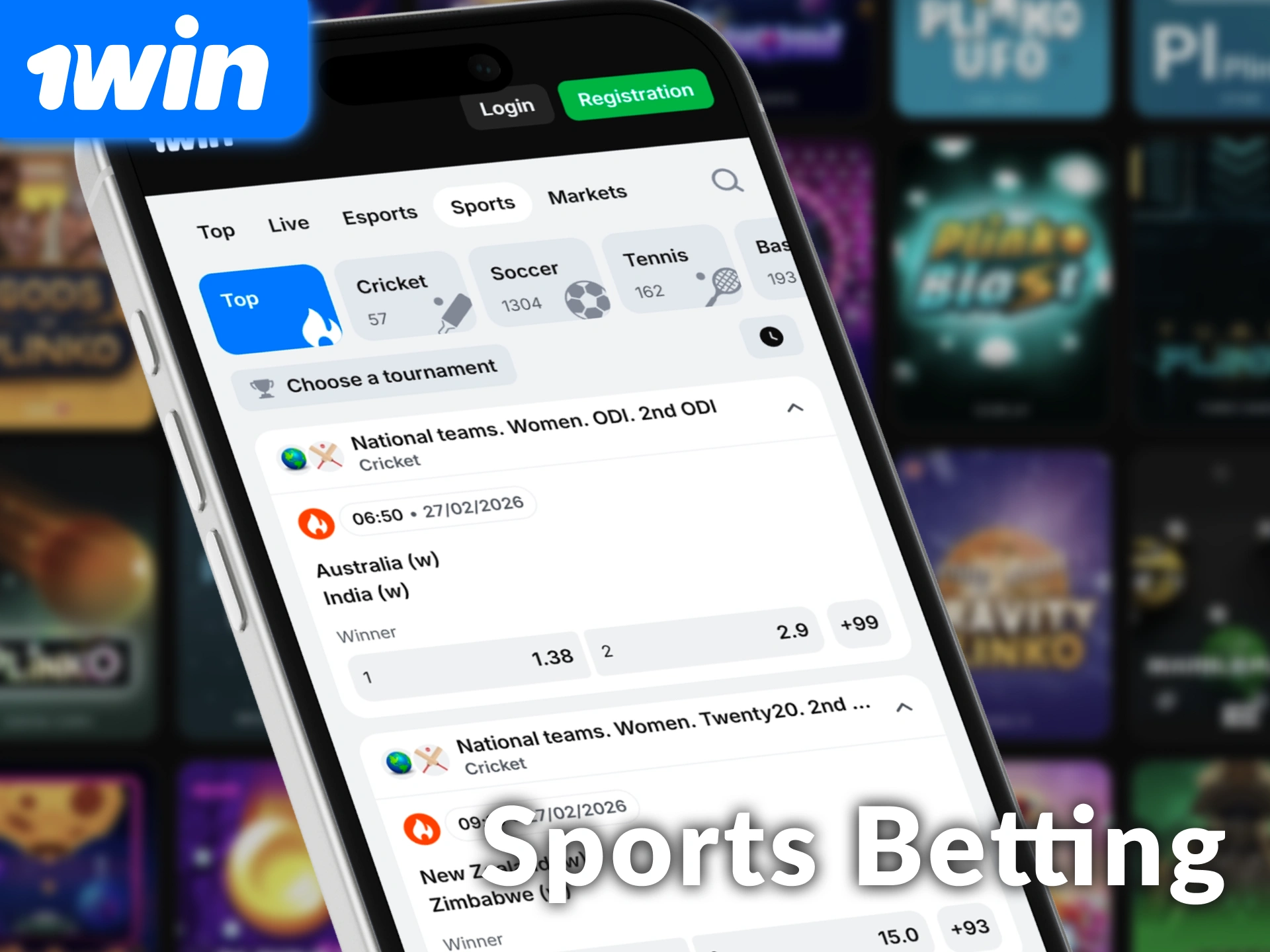 Explore the massive range of sports betting options at 1win India.