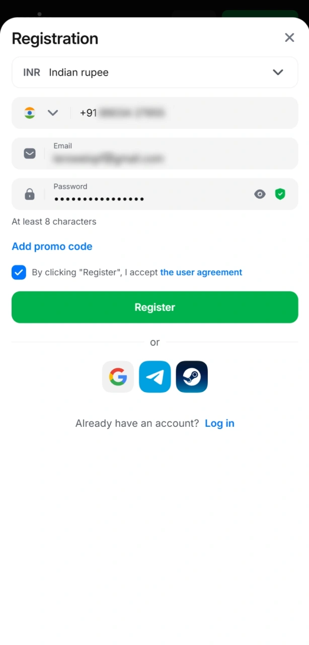 Sign up and confirm your 1win account to play Aviator.