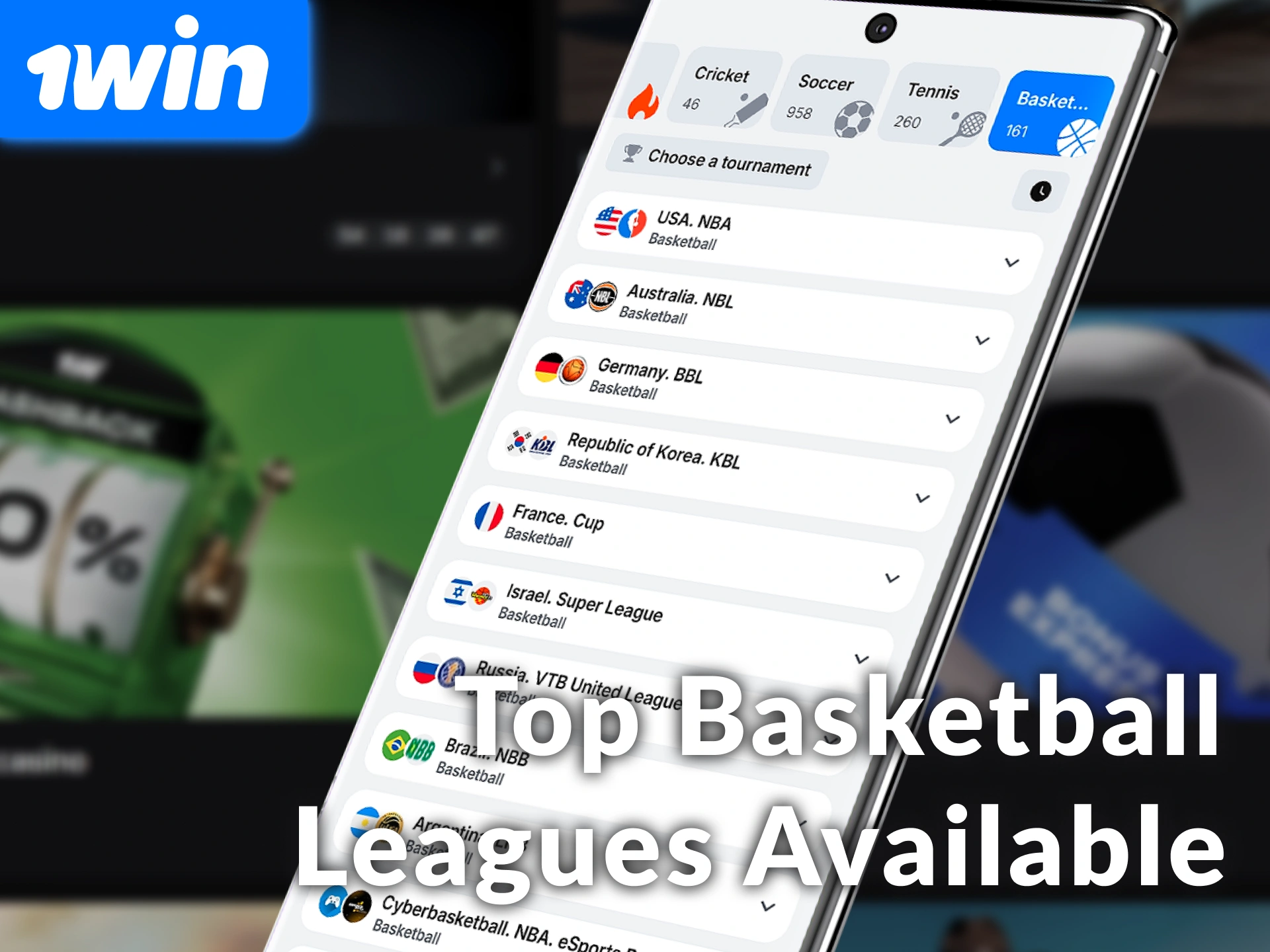 Bet on top basketball leagues available for betting in India at 1win.