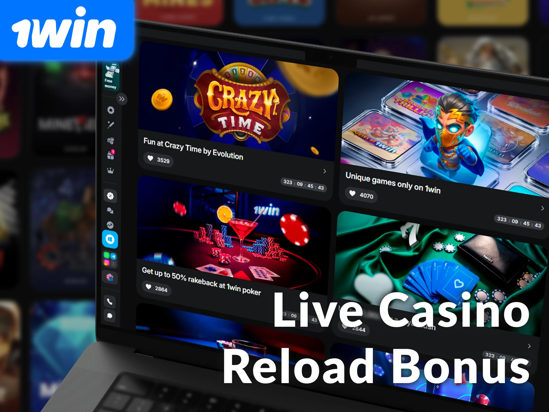 Activate the 1win live casino reload bonus for real dealer games like Teen Patti and Andar Bahar.