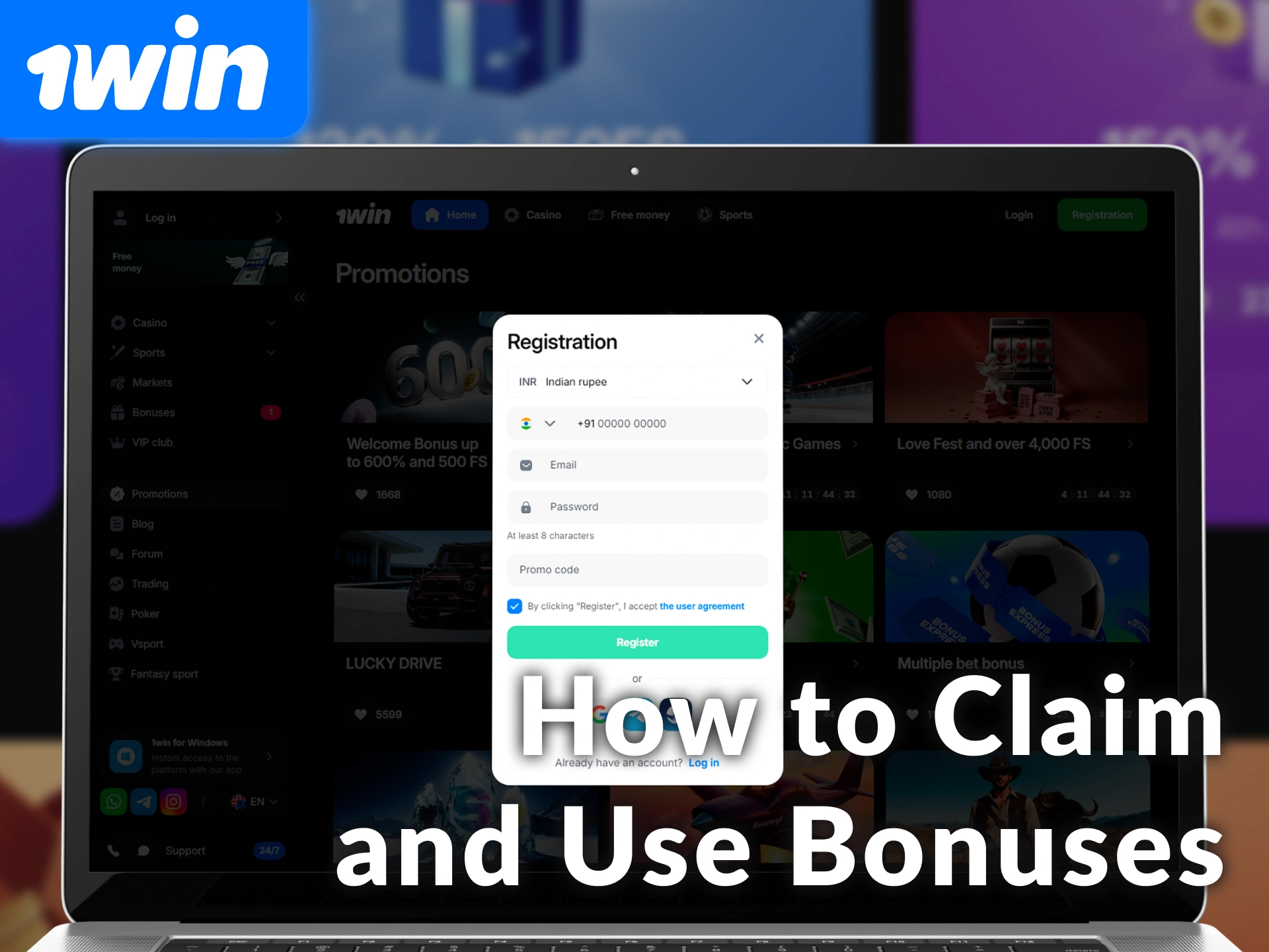 Follow the guide on how to claim and use 1win bonuses via the app or website in India.