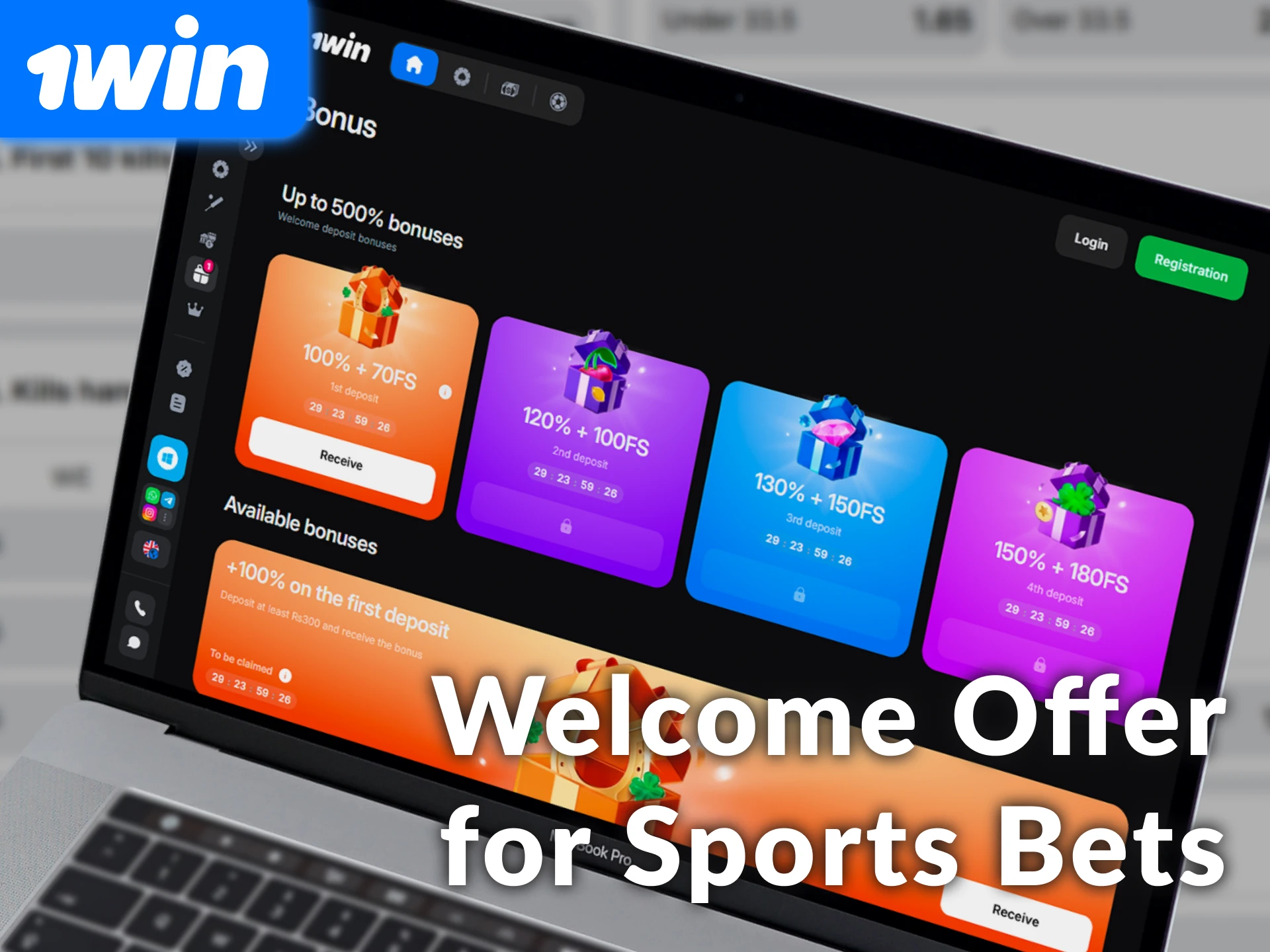 Secure the 1win 500% welcome bonus for sports betting on your first four deposits in India.