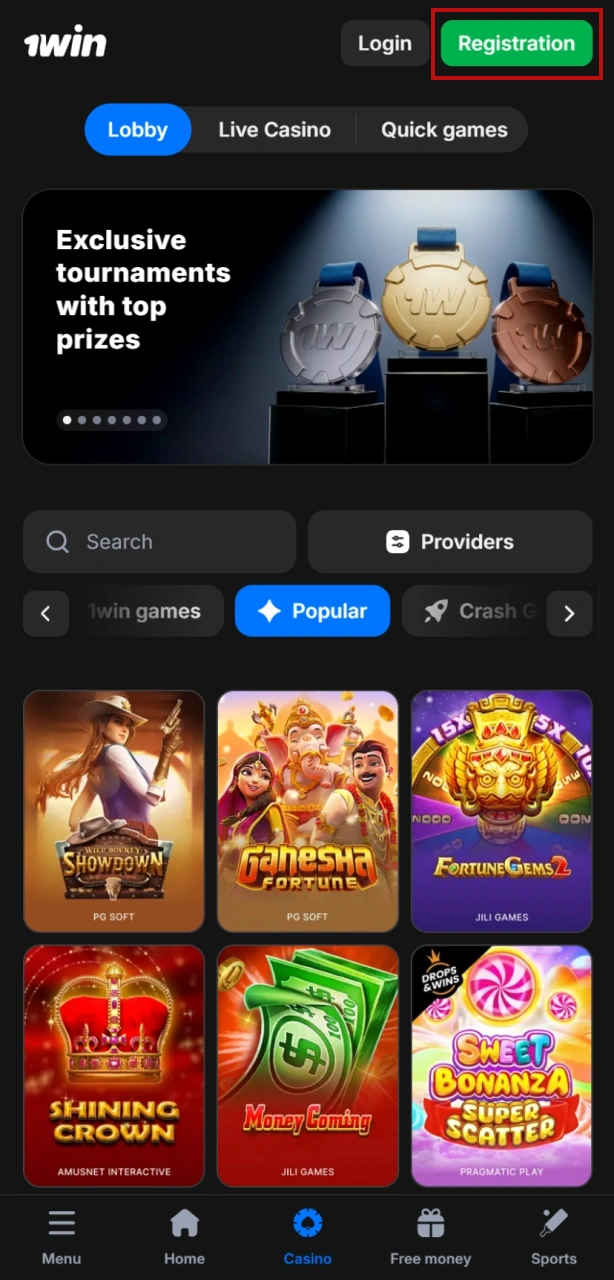 Create your 1win account to start betting on Dota 2.