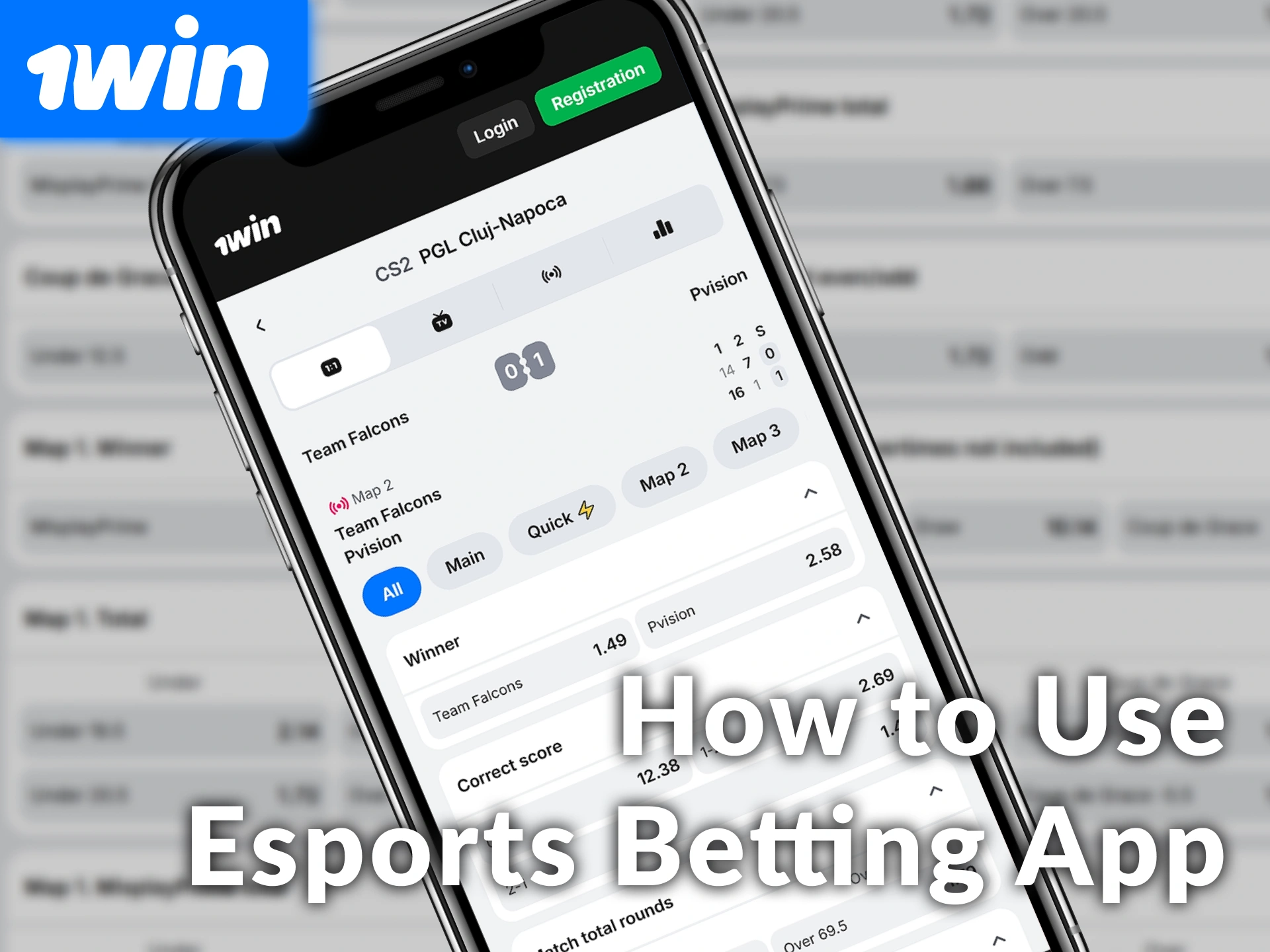 Learn how to use the 1win esports betting app on mobile.