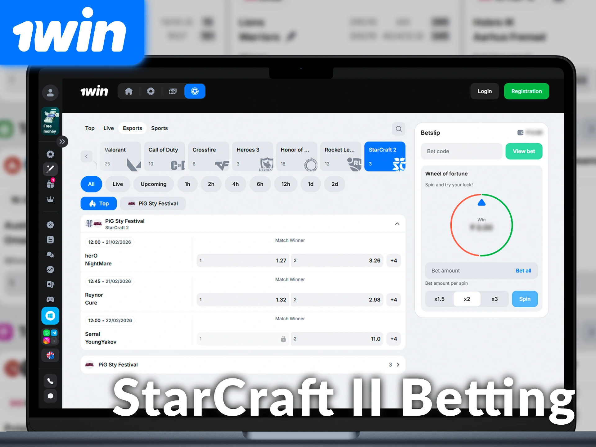 Explore StarCraft II betting markets and events at 1win Official.