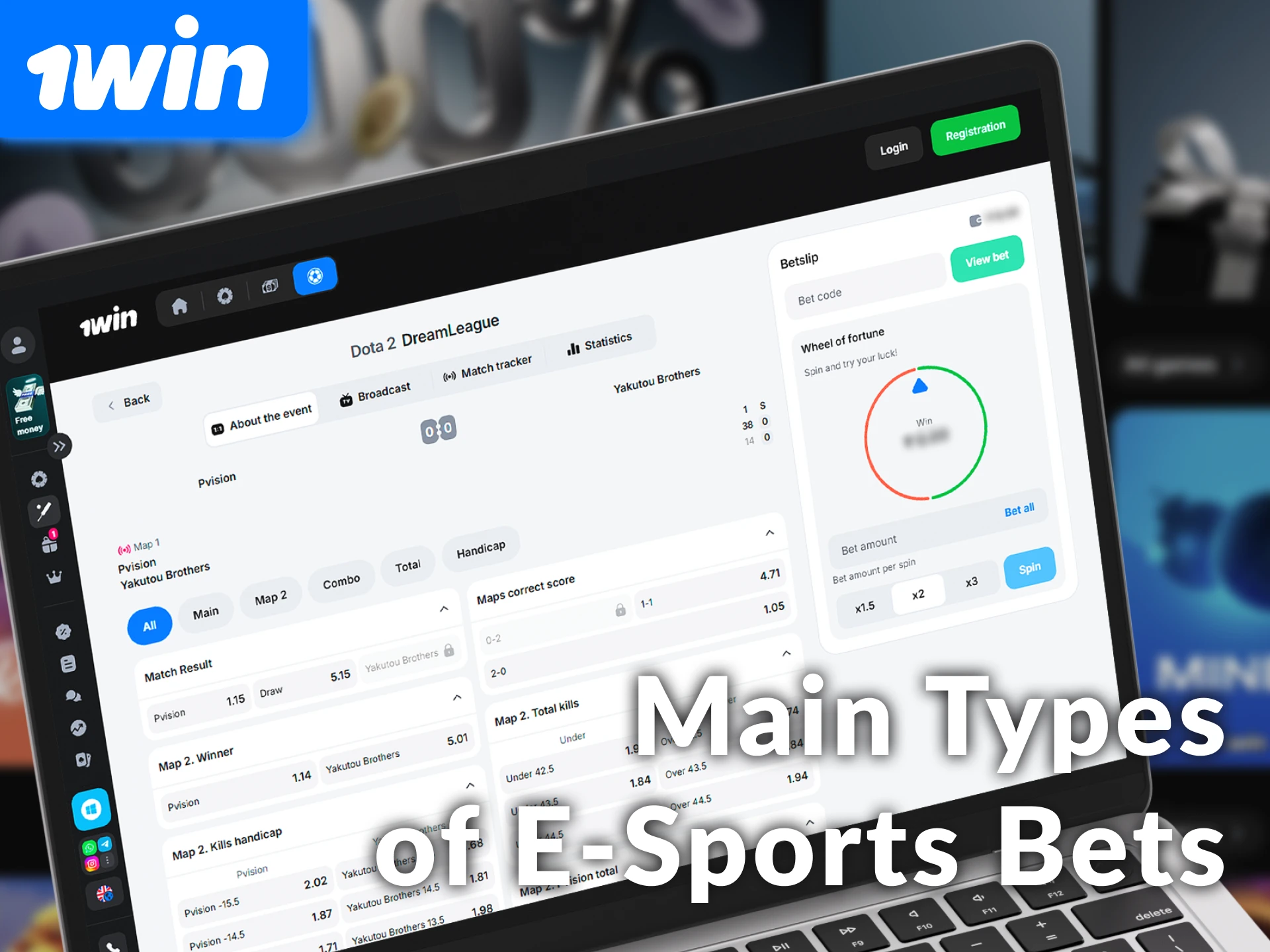 Check the main types of e-sports bets on 1win India now.