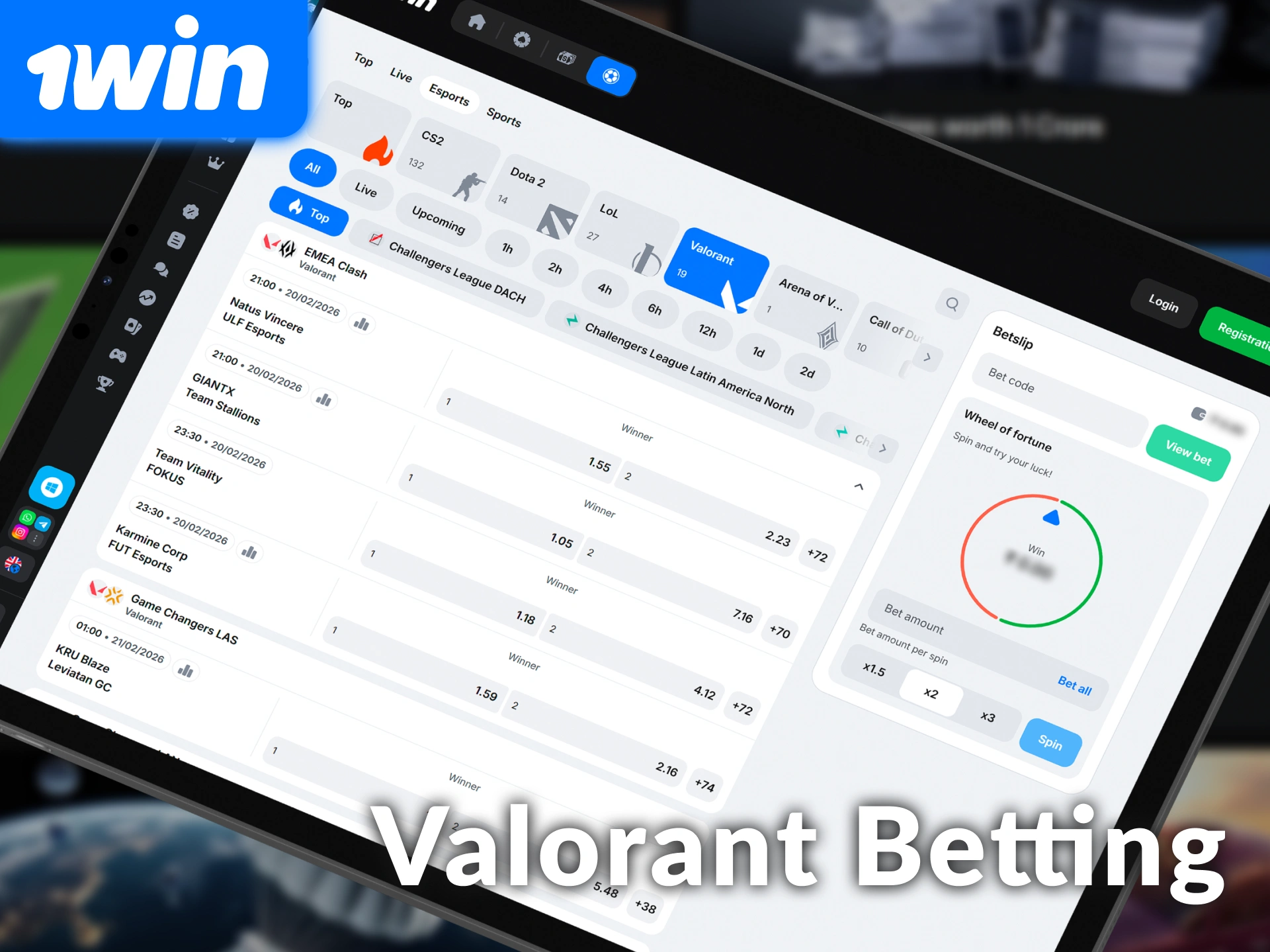 Join Valorant e-sports betting at 1win for exciting match action.