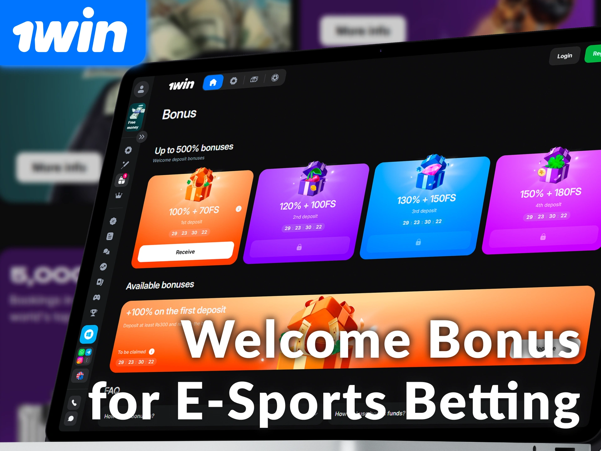 Claim your welcome bonus for e-sports betting in India at 1win.