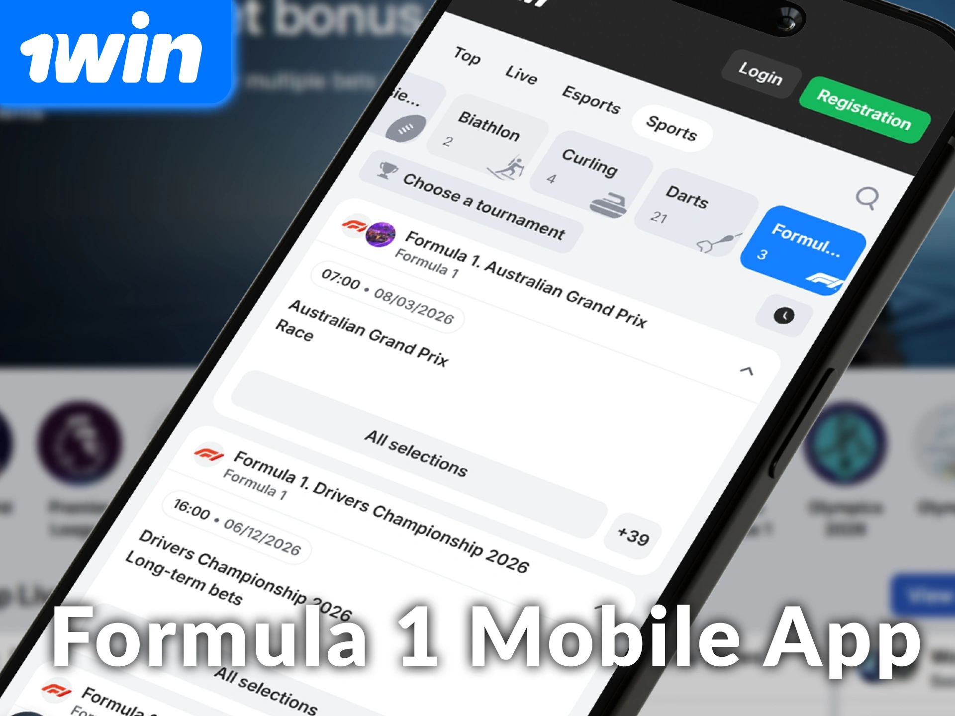Start Formula 1 betting on the 1win mobile app for Indian users.
