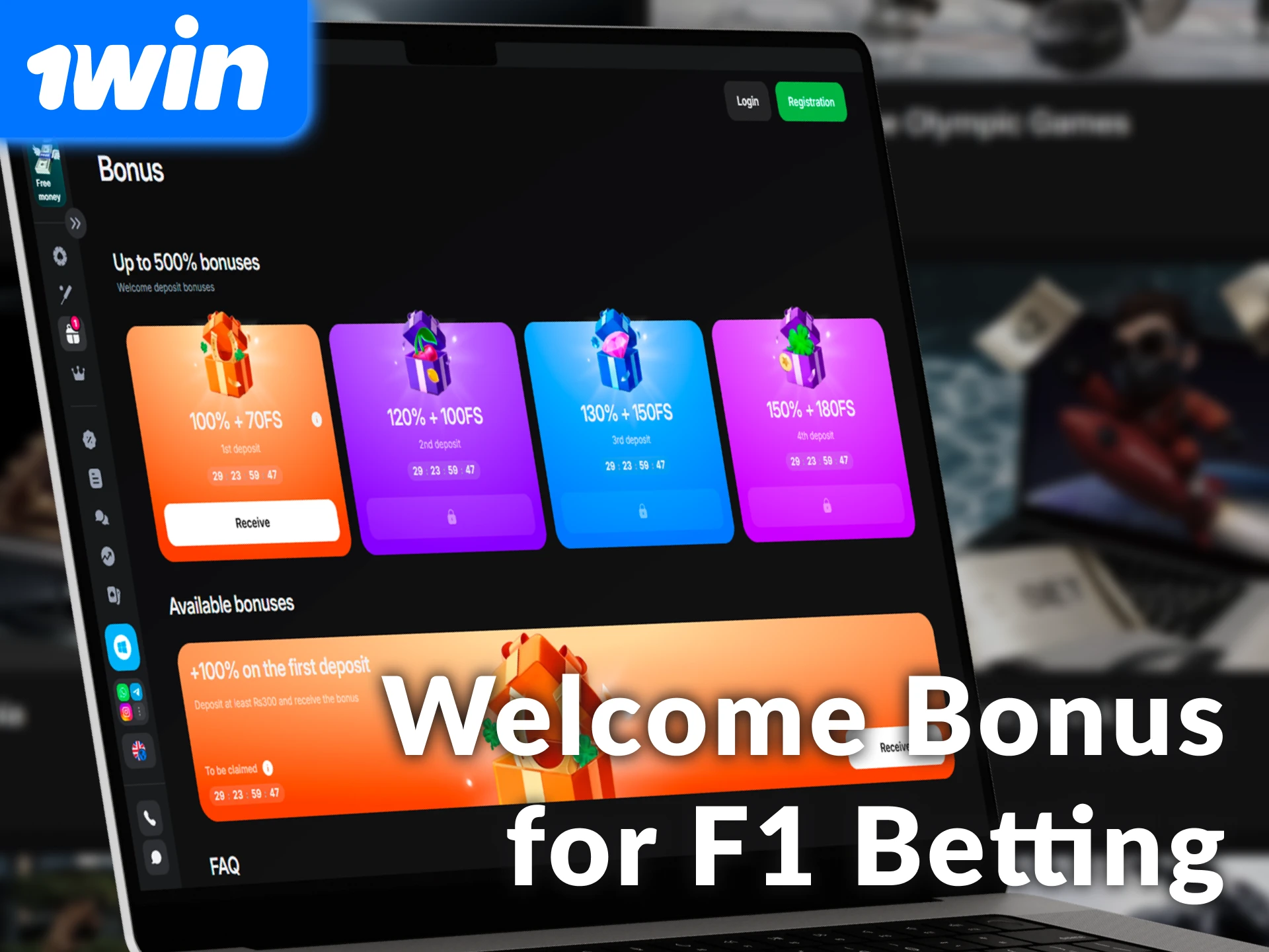 Claim your welcome bonus for F1 betting on 1win and win.