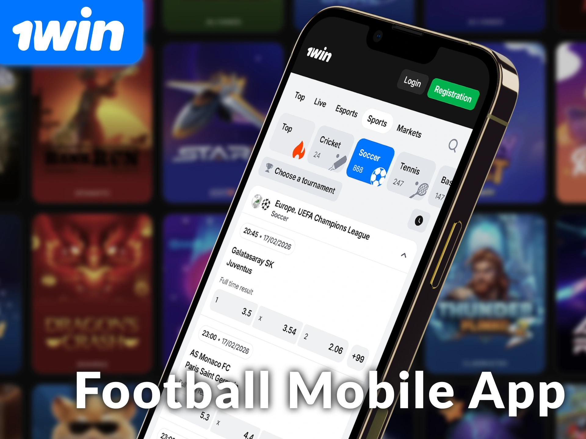 Download the 1win football mobile app for Indian users and bet anywhere.