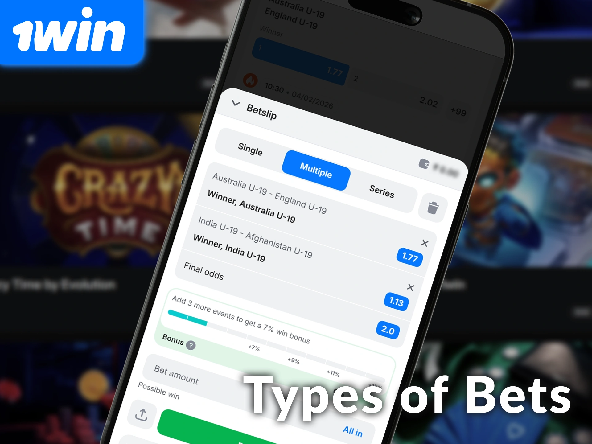 Compare the different Types of Bets Offered in the 1win Mobile App for Indian users.