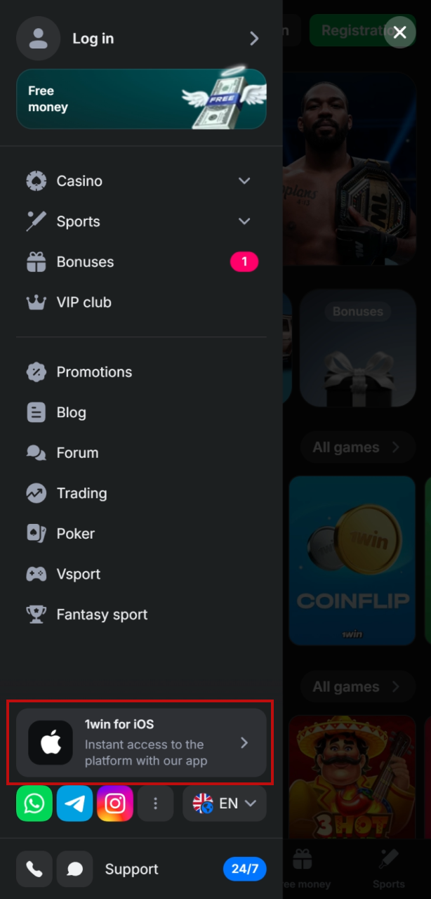 Navigate to the official 1win iOS download page to begin your setup.
