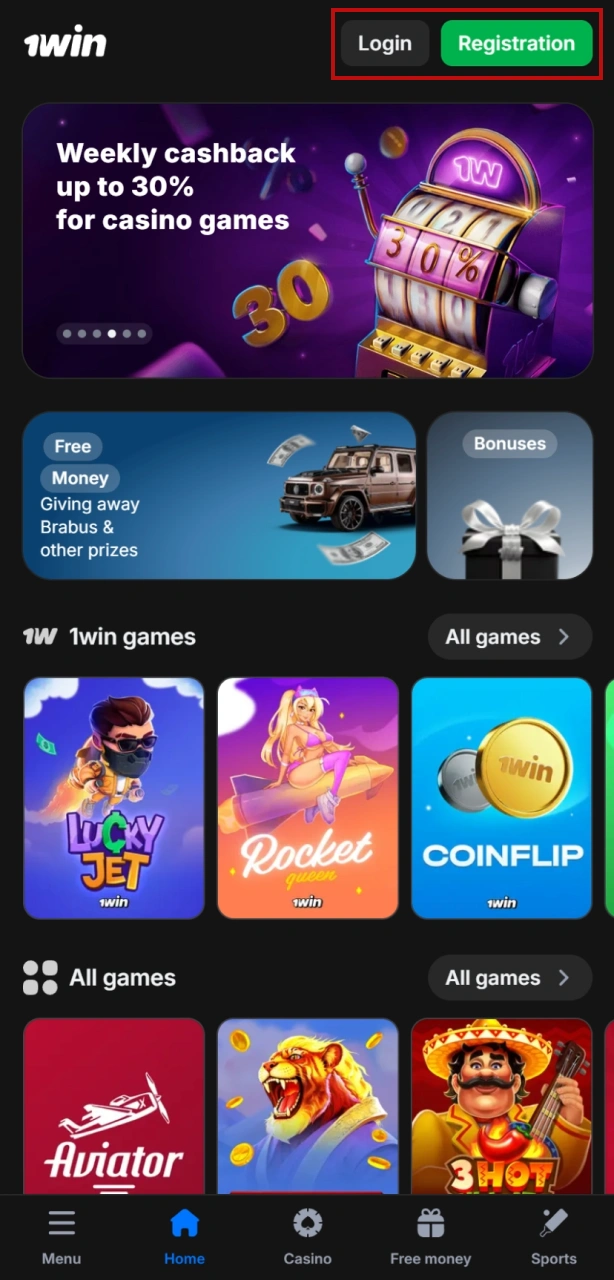 Create or log in to your 1win iOS account to start playing.