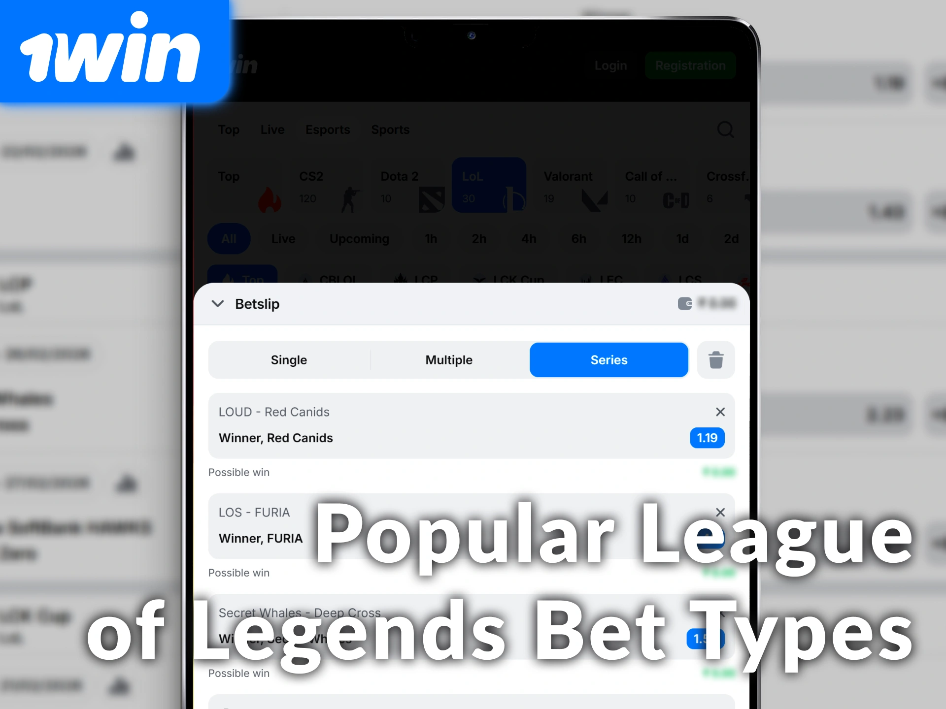 Explore popular League of Legends bet types available at 1win India.