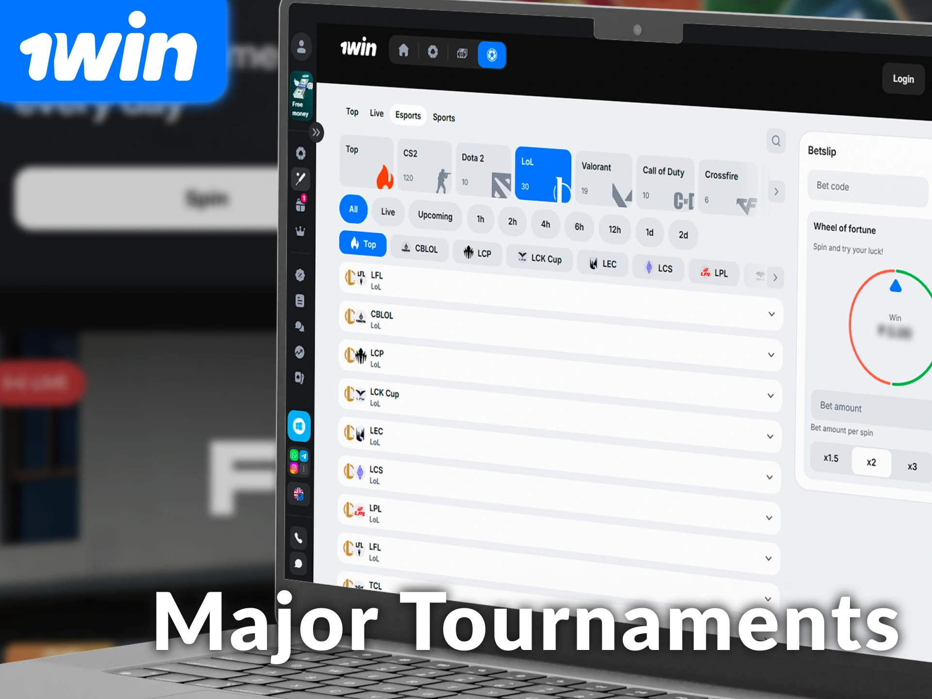 Bet on major League of Legends tournaments through the 1win site.