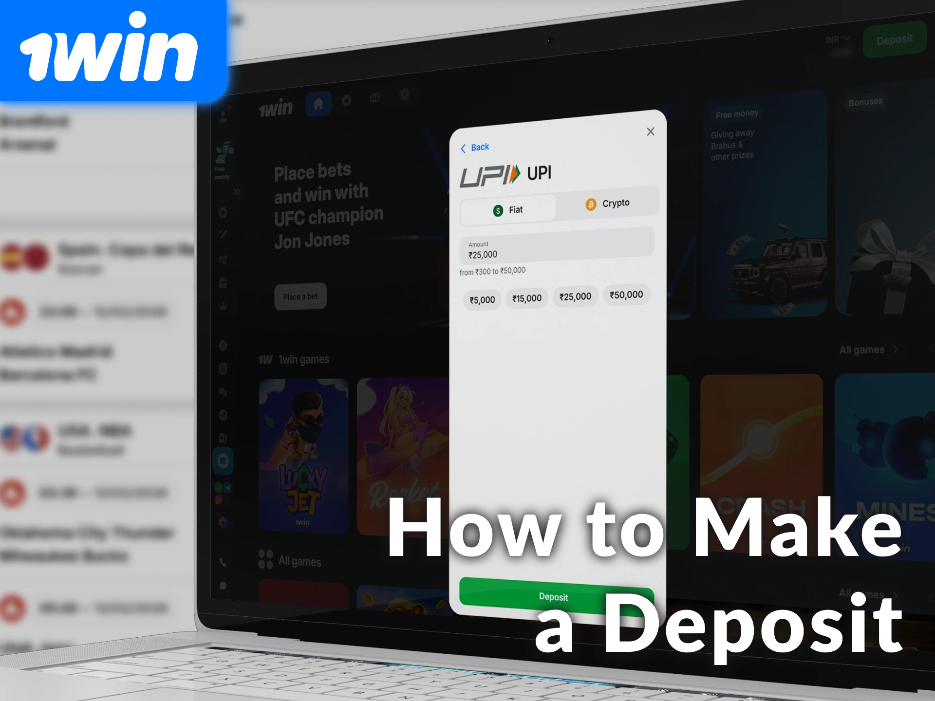 Follow our guide to make a deposit on 1win in India and start playing.
