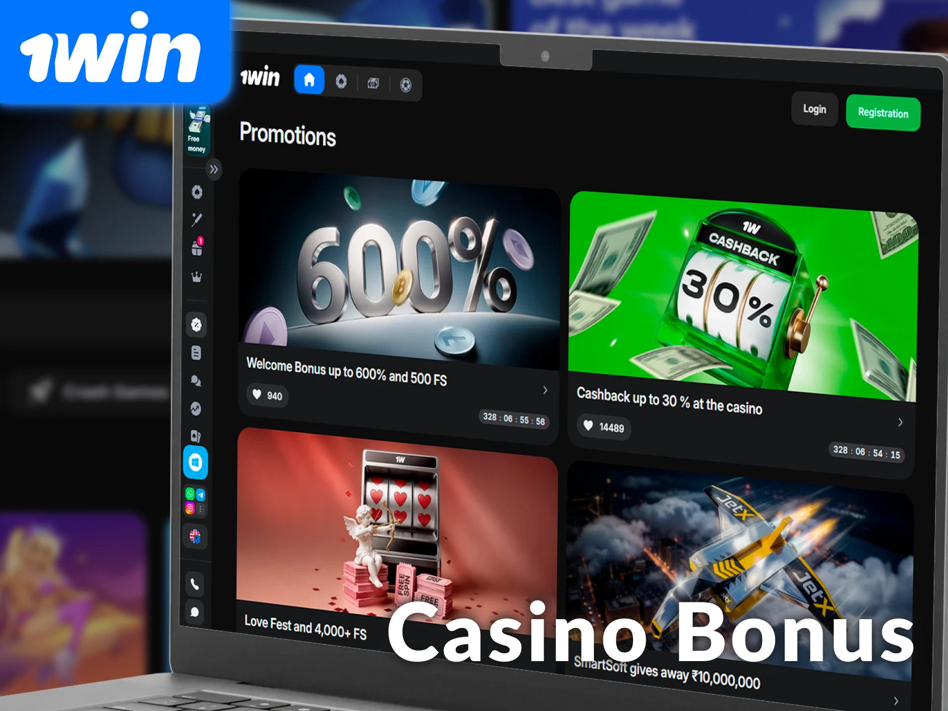 Activate the massive Casino Welcome Bonus on your first deposit at 1win India.