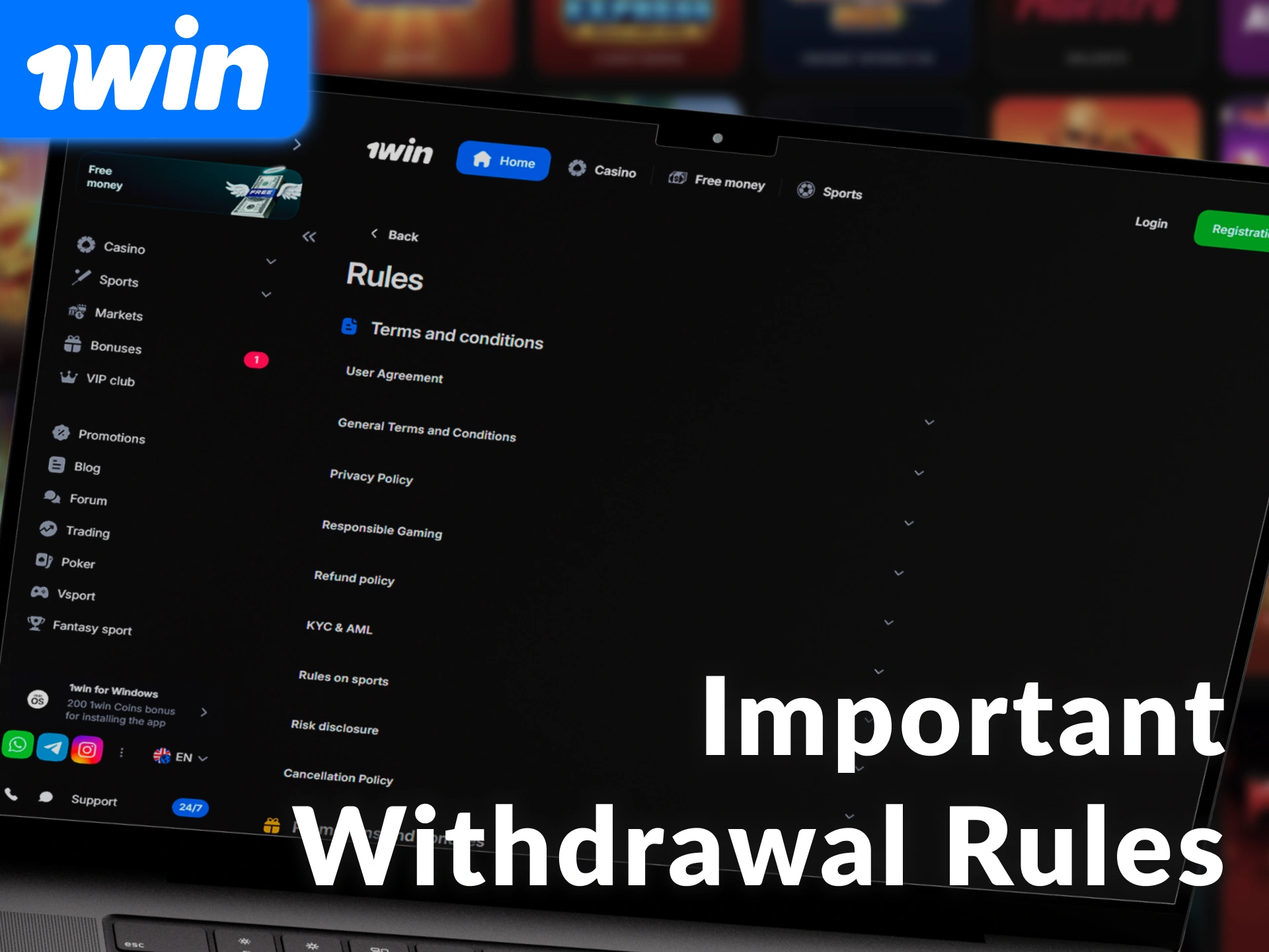 Read the important 1win withdrawal rules for India to ensure success.